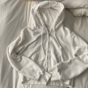 Brandt Melville cropped zip up hoodie in white